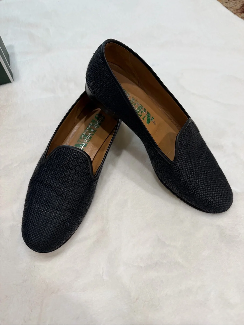 Stubbs & Wootton Black Woven Loafers